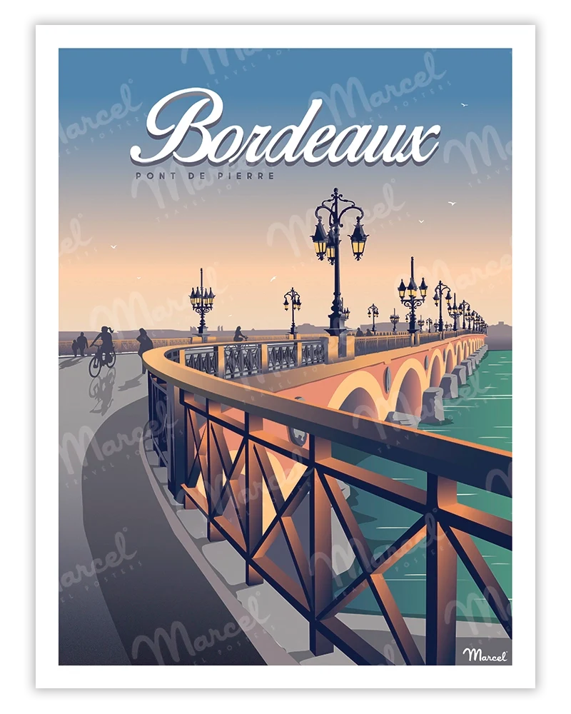 Affiche BORDEAUX "Pont de Pierre"