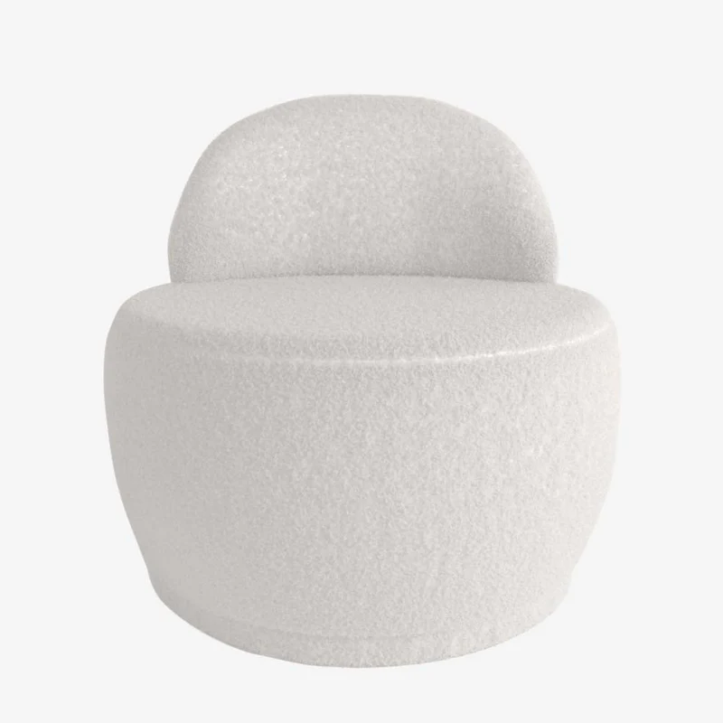 Fauteuil écru en tissu effet laine bouclée
