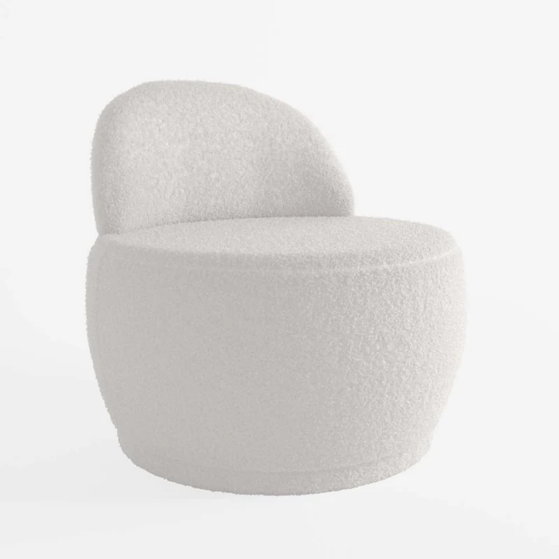 Fauteuil écru en tissu effet laine bouclée