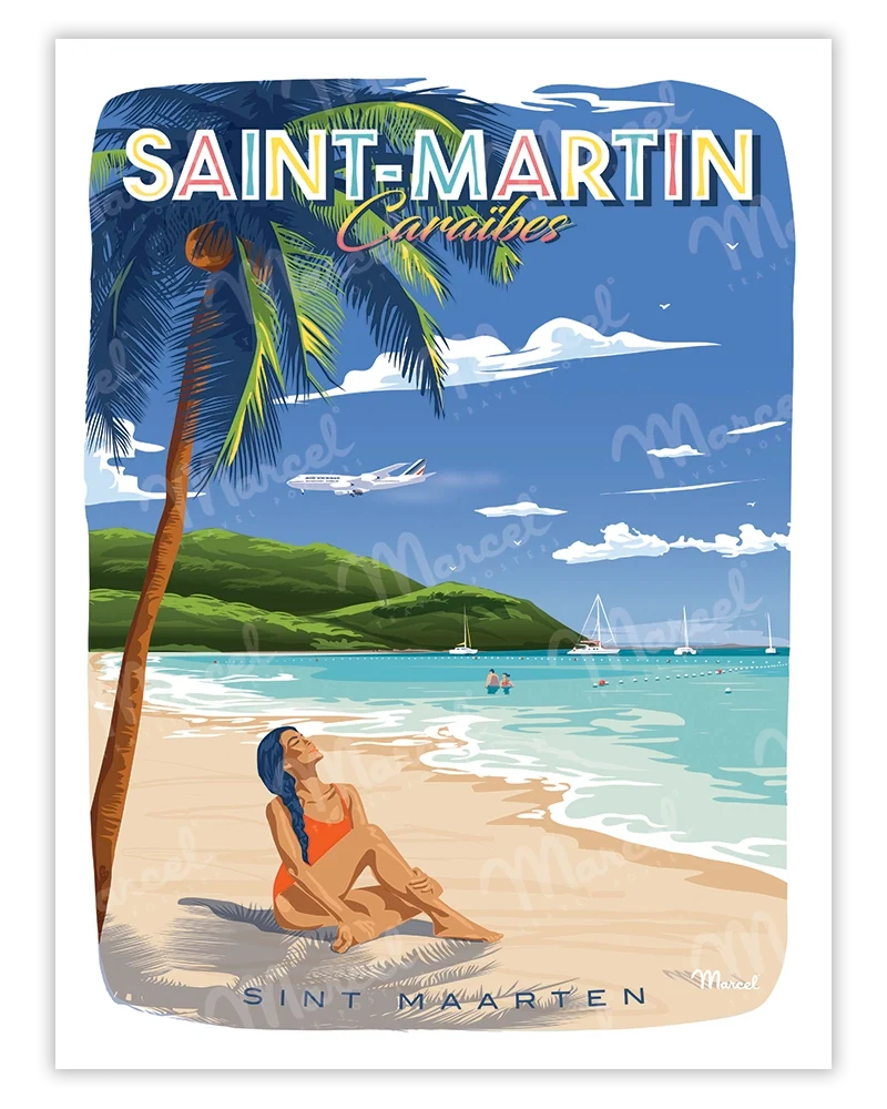 Affiche SAINT-MARTIN "Caraïbes"