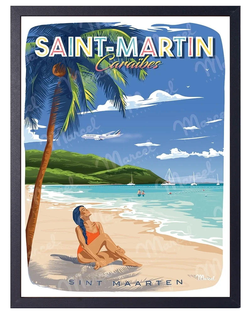 Affiche SAINT-MARTIN "Caraïbes"