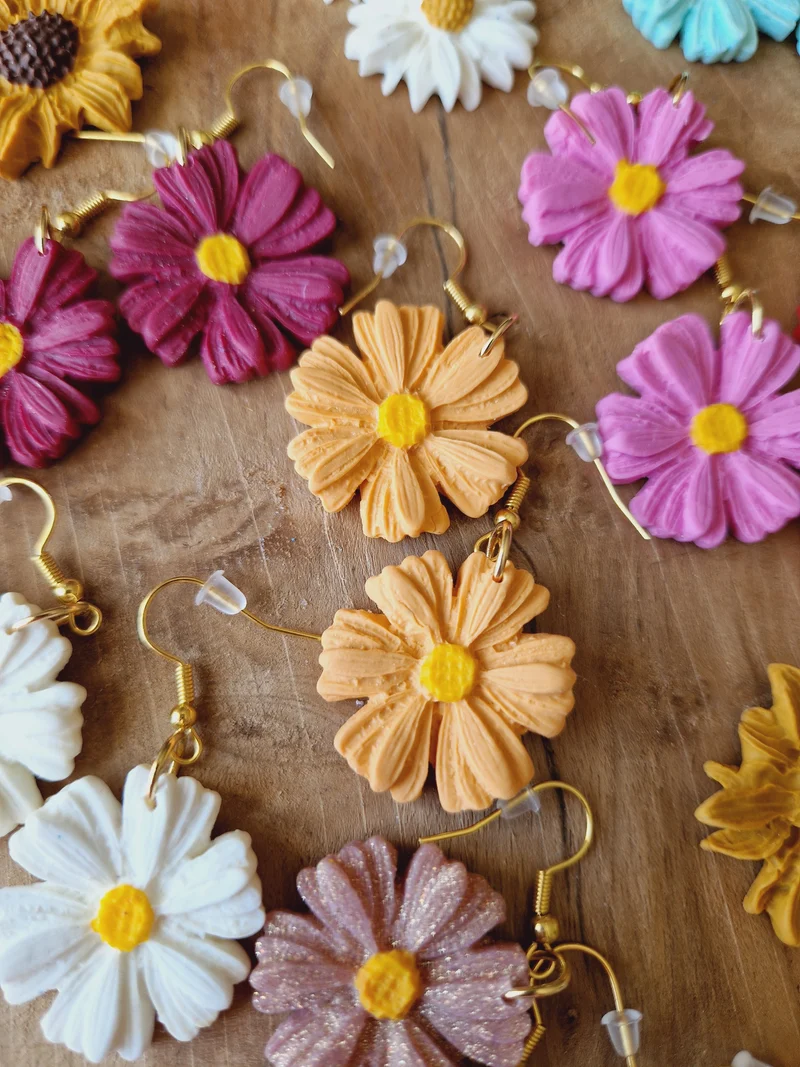 Boucles fleurs sorbet papaye
