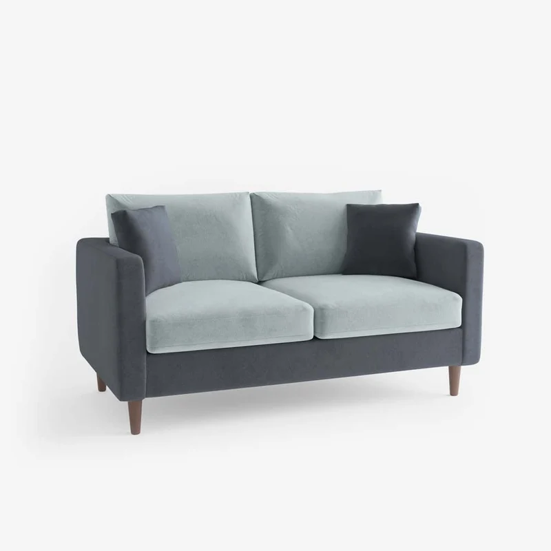 Canapé bicolore 2 places en velours gris