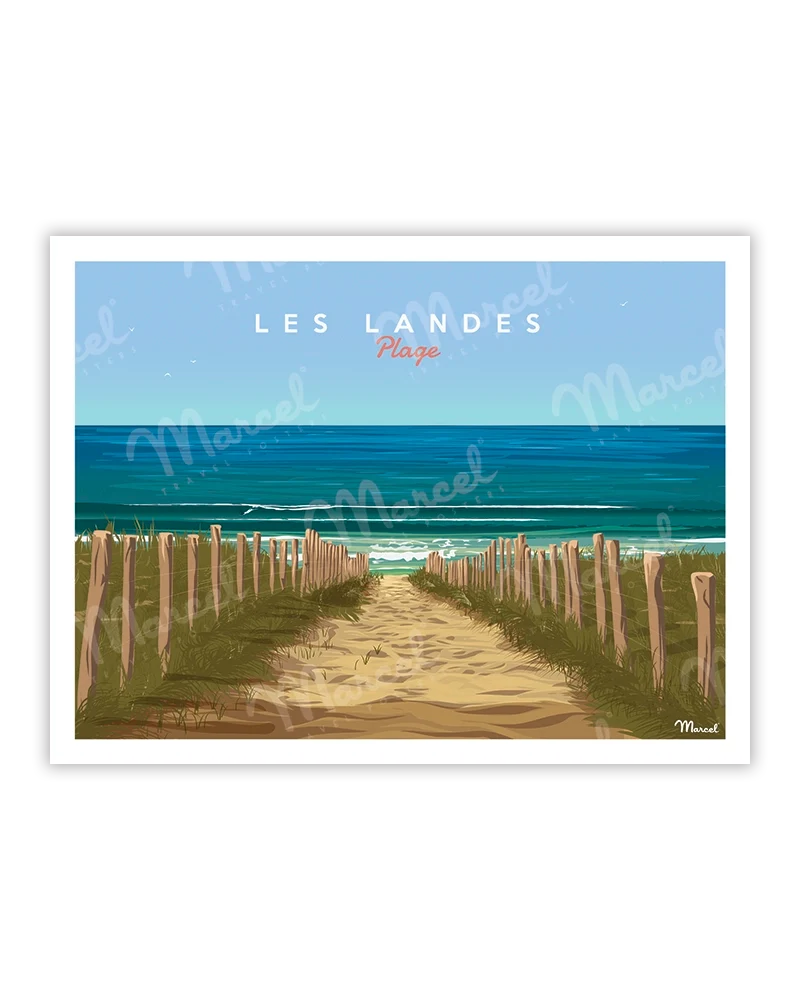 Affiche LES LANDES "Plage"