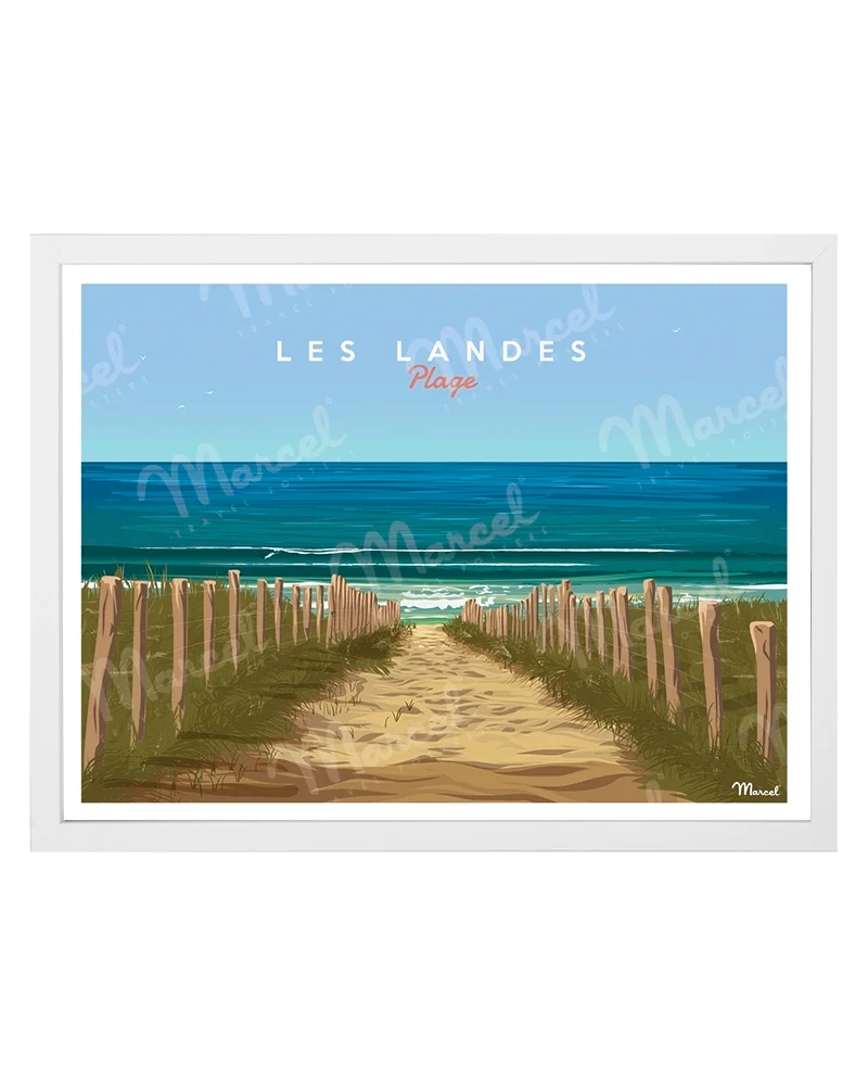 Affiche LES LANDES "Plage"