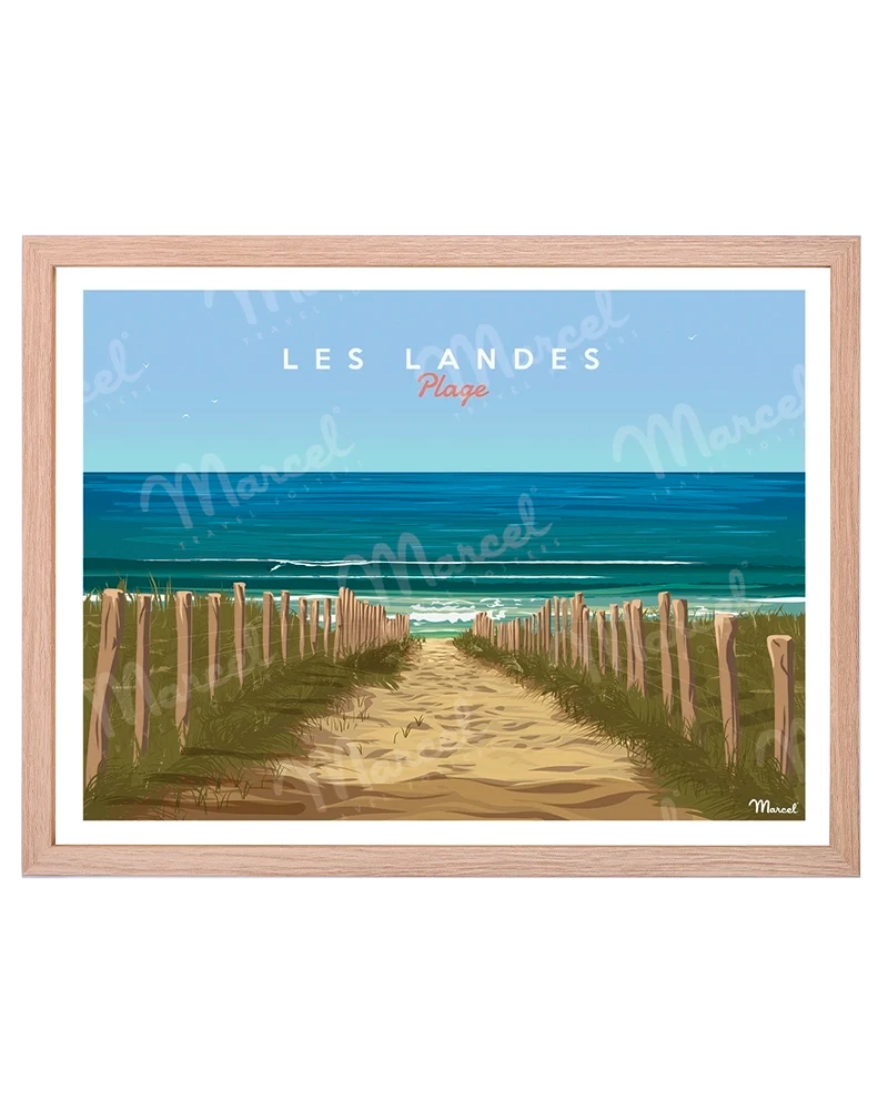 Affiche LES LANDES "Plage"