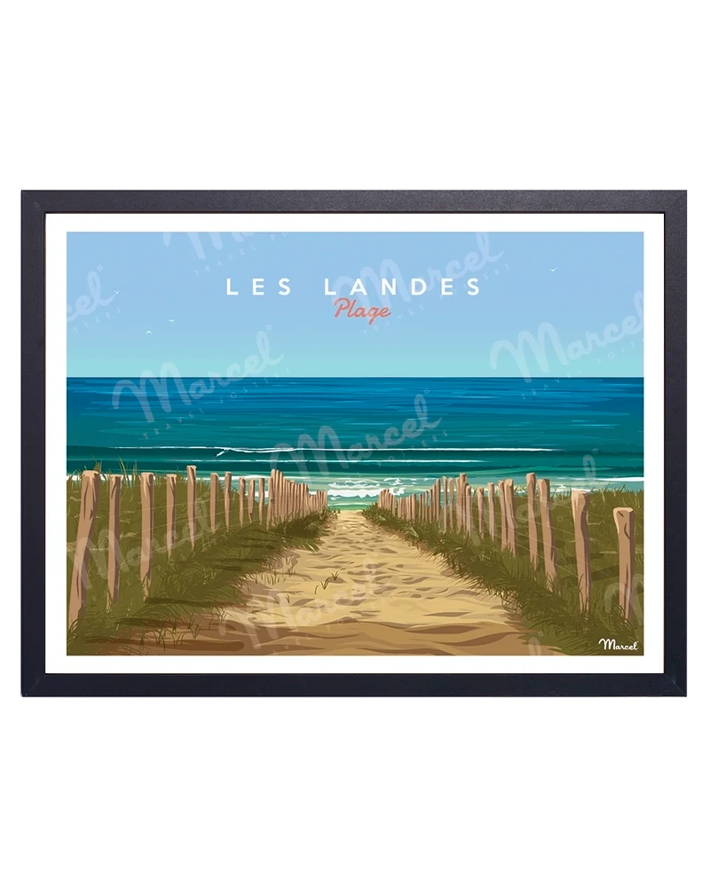 Affiche LES LANDES "Plage"