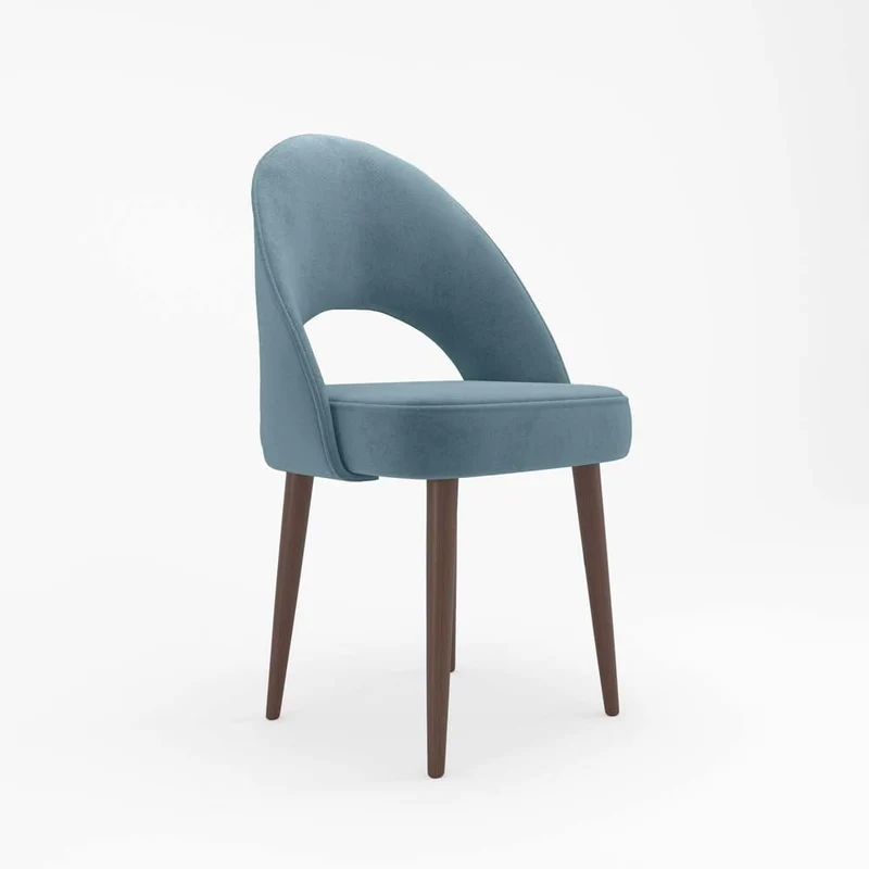 Chaise en velours bleu perle