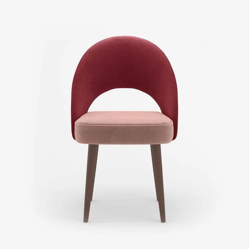 Chaise en velours bicolore rouge et rose