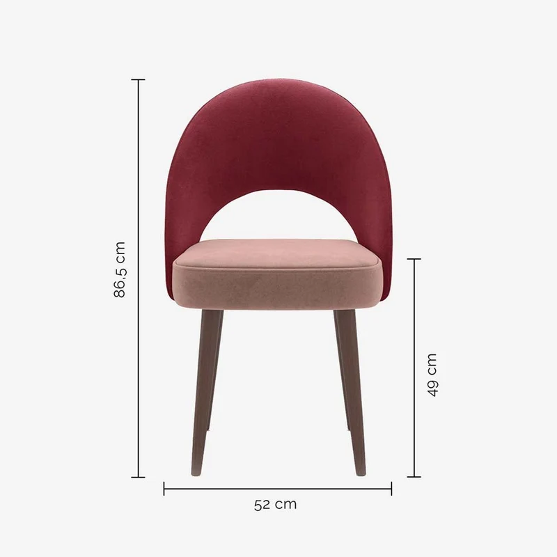 Chaise en velours bicolore rouge et rose