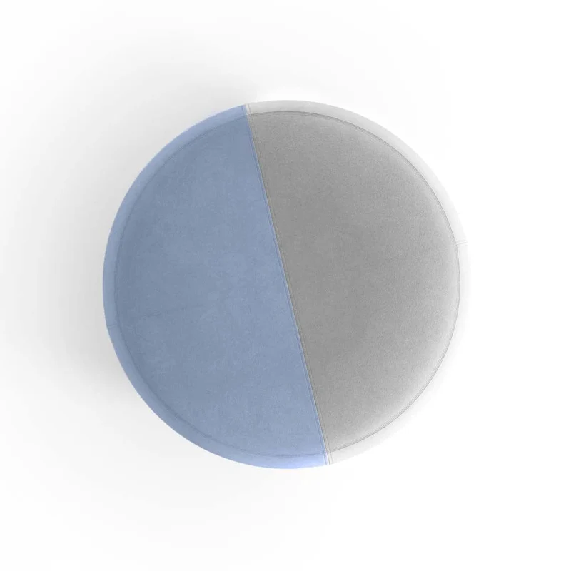 Pouf rond en velours bicolore bleu