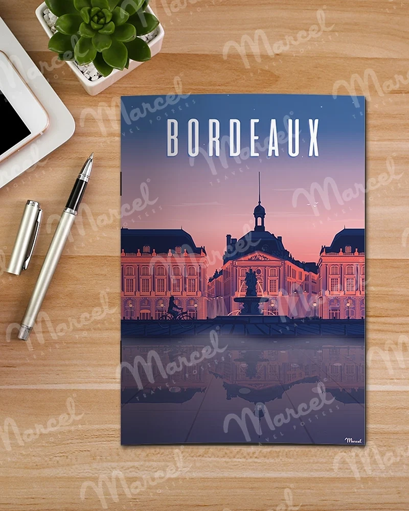 Carnet de Notes A5 48 pages BORDEAUX "Place de la Bourse By Night"