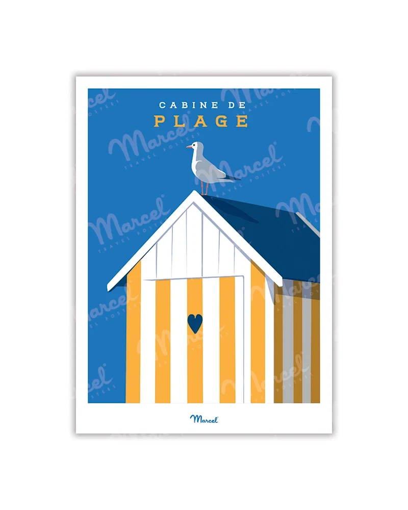 Carte postale Travel Color "Cabine de Plage Jaune"