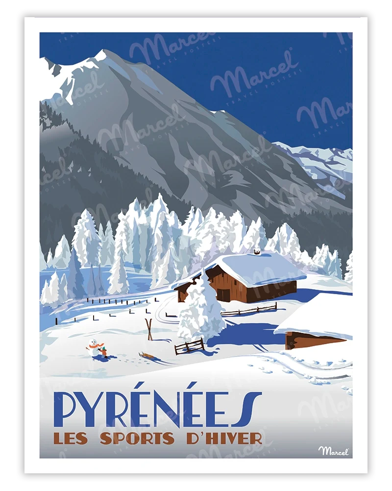 Affiche LES PYRÉNÉES "Chalets d'altitude"