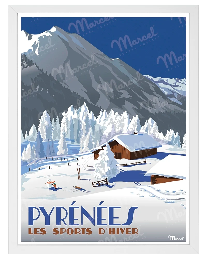Affiche LES PYRÉNÉES "Chalets d'altitude"
