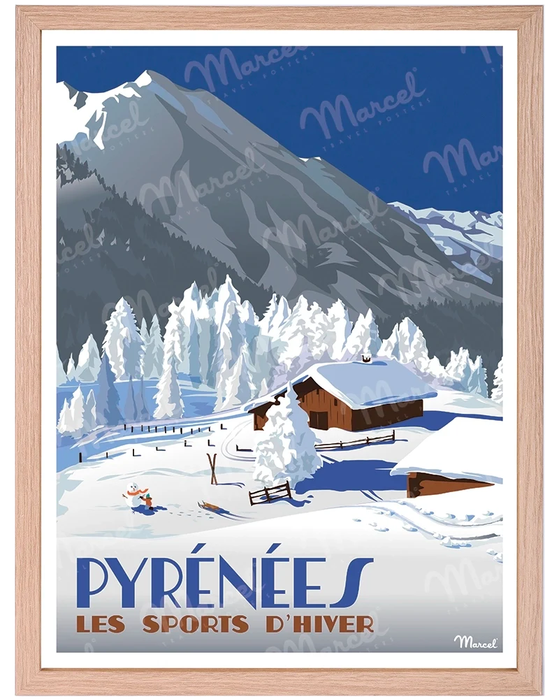 Affiche LES PYRÉNÉES "Chalets d'altitude"