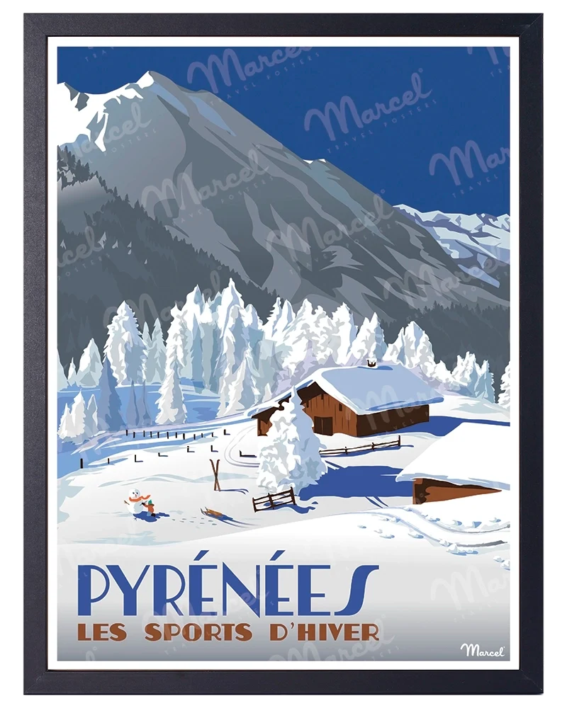 Affiche LES PYRÉNÉES "Chalets d'altitude"