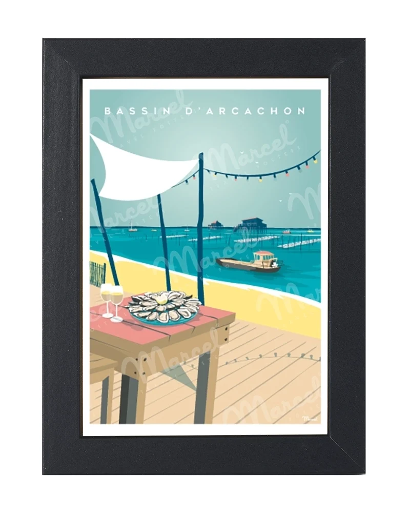 Carte Postale BASSIN D'ARCACHON "Huîtres et Cabanes"