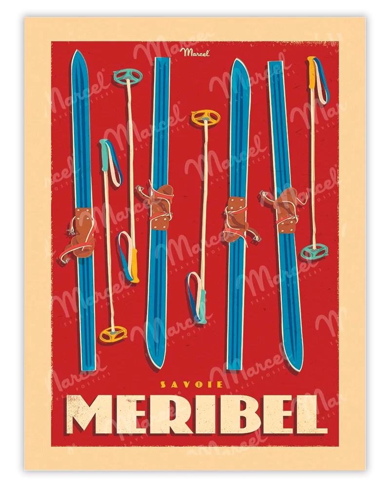 Affiche MERIBEL "Skis Set"