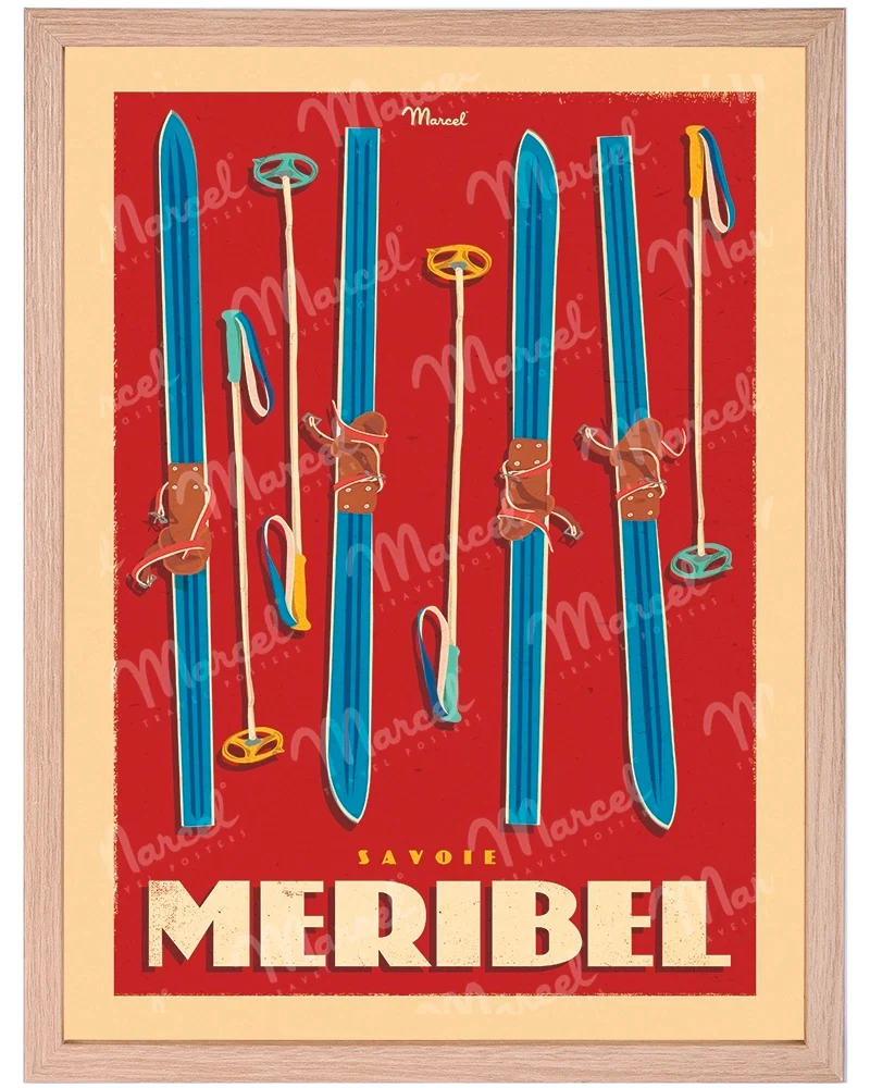 Affiche MERIBEL "Skis Set"