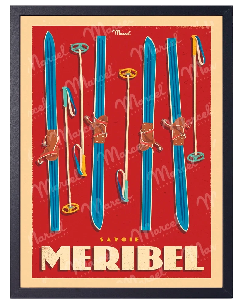 Affiche MERIBEL "Skis Set"