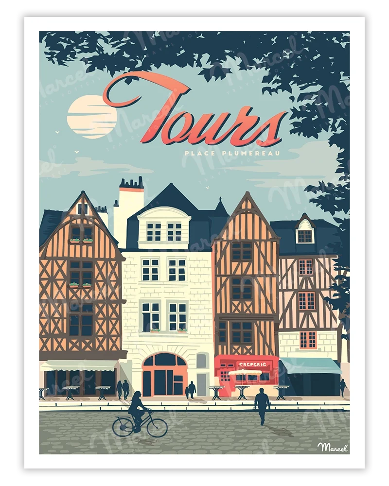 Affiche TOURS "Place Plumereau"