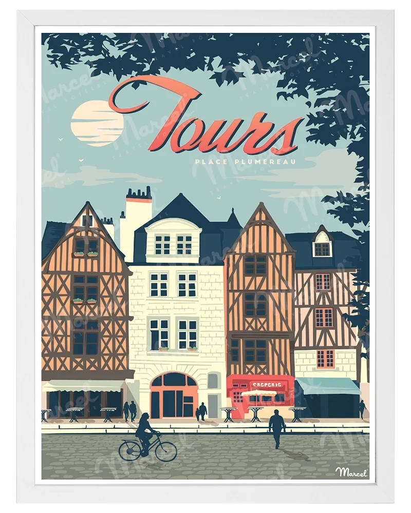Affiche TOURS "Place Plumereau"