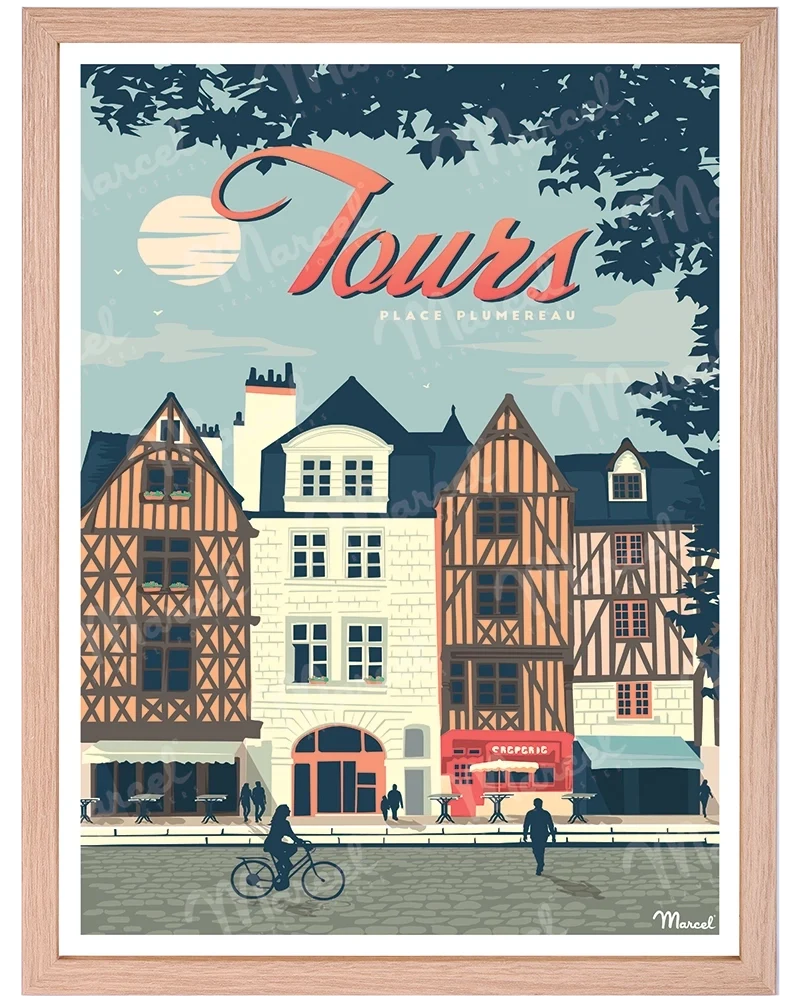 Affiche TOURS "Place Plumereau"