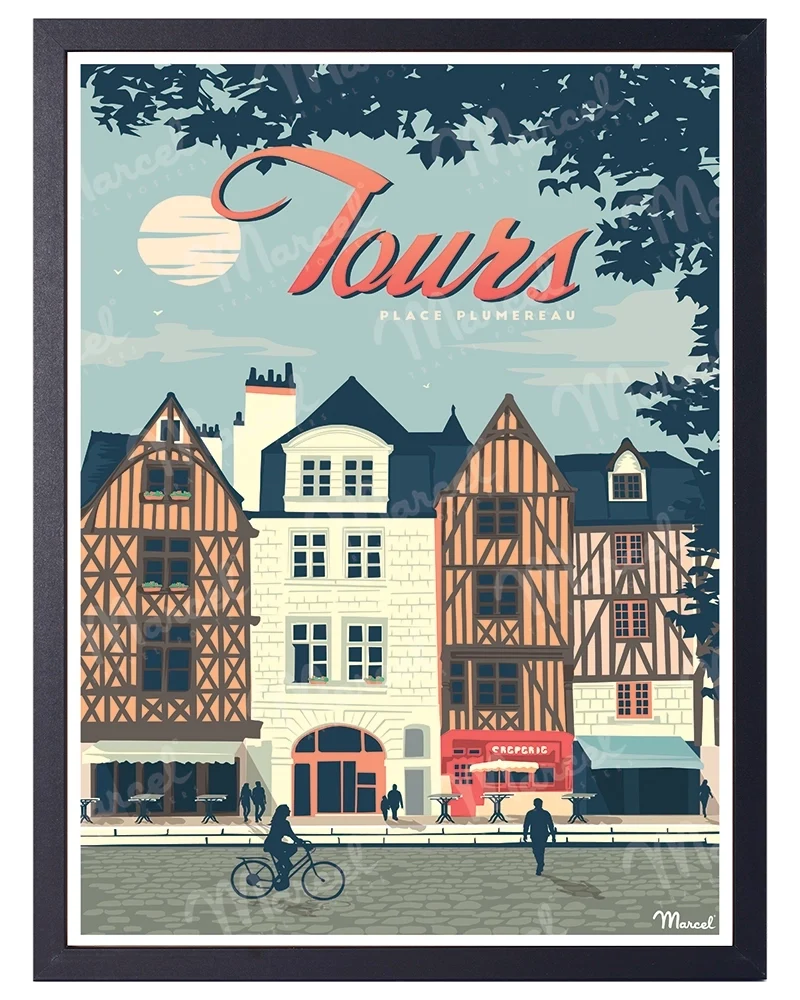 Affiche TOURS "Place Plumereau"