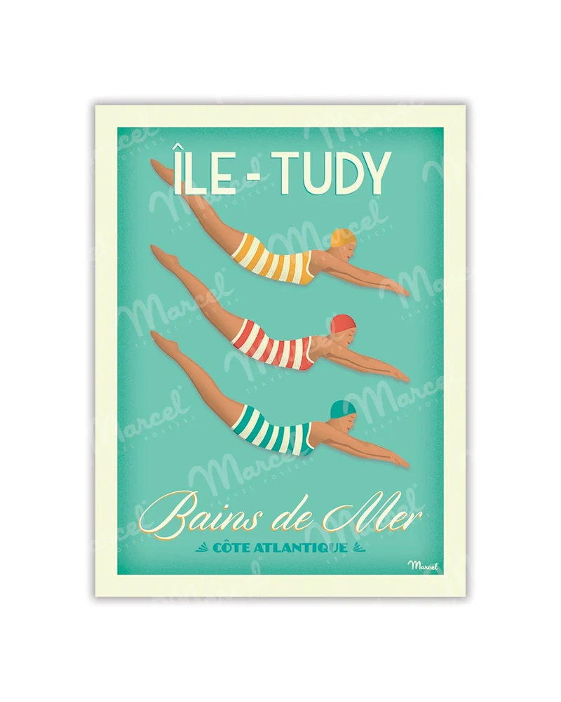 Carte Postale ÎLE TUDY "Bains de Mer"