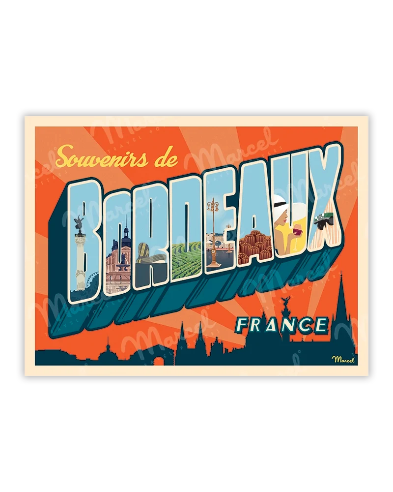 Affiche BORDEAUX "Greetings from"