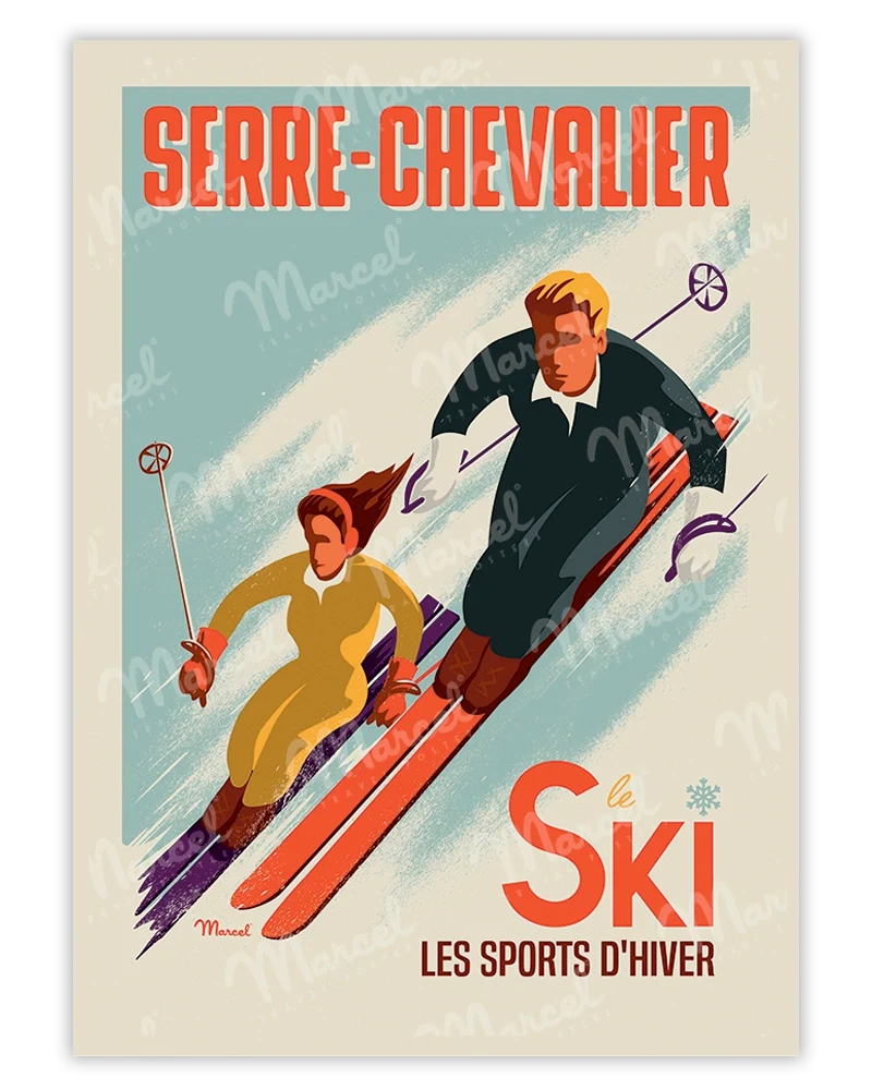 Affiche SERRE CHEVALIER "Les Skieurs"
