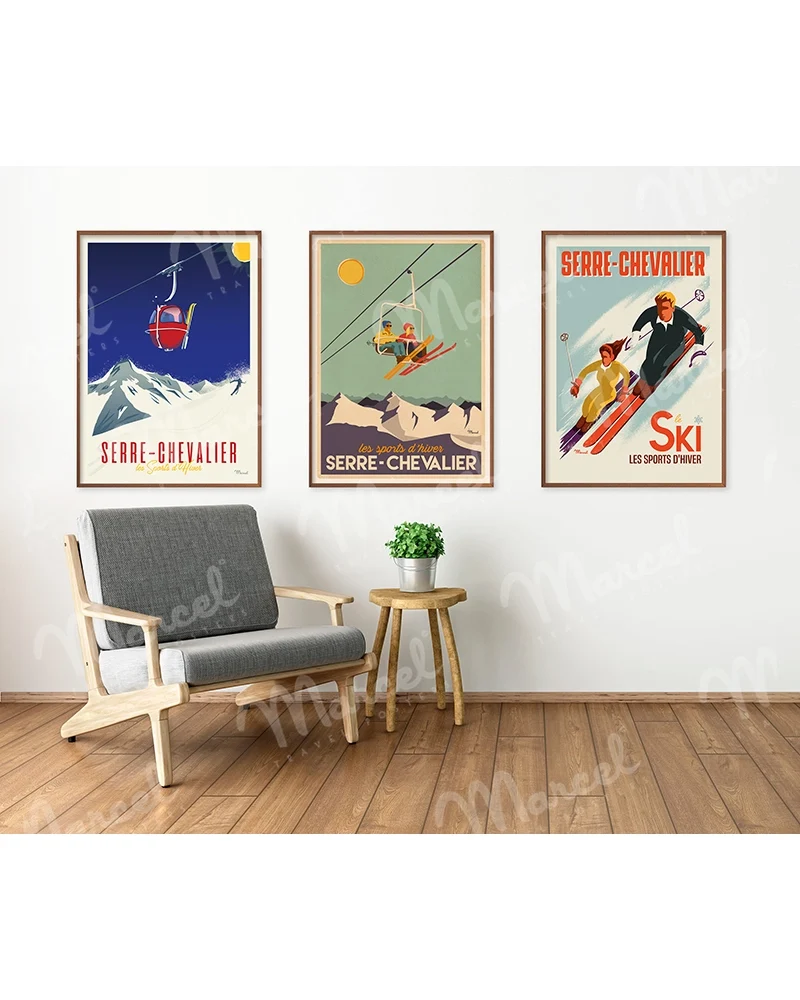 Affiche SERRE CHEVALIER "Les Skieurs"