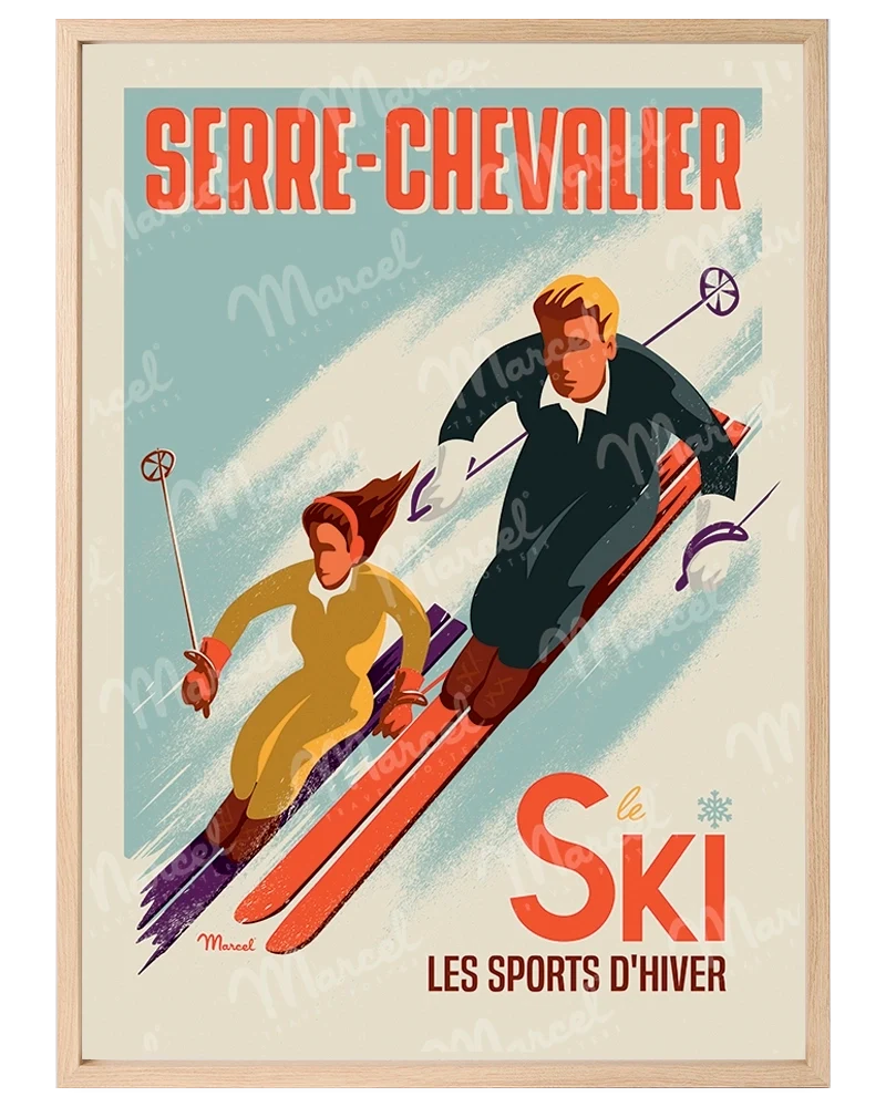 Affiche SERRE CHEVALIER "Les Skieurs"