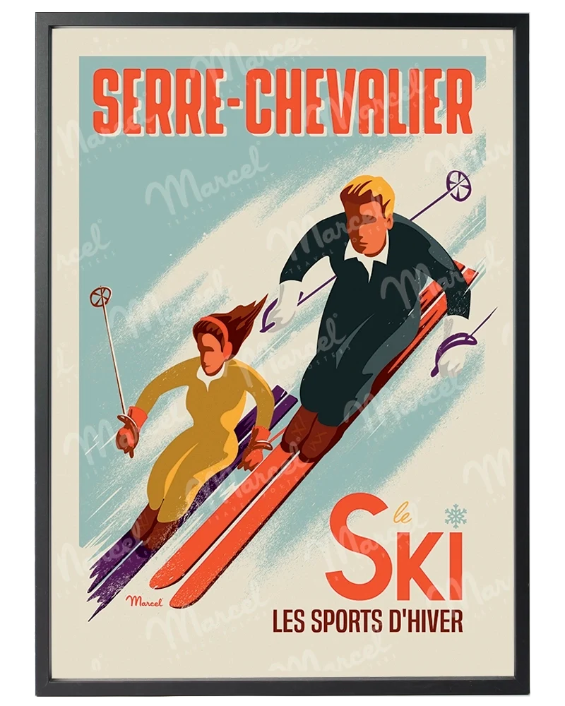 Affiche SERRE CHEVALIER "Les Skieurs"