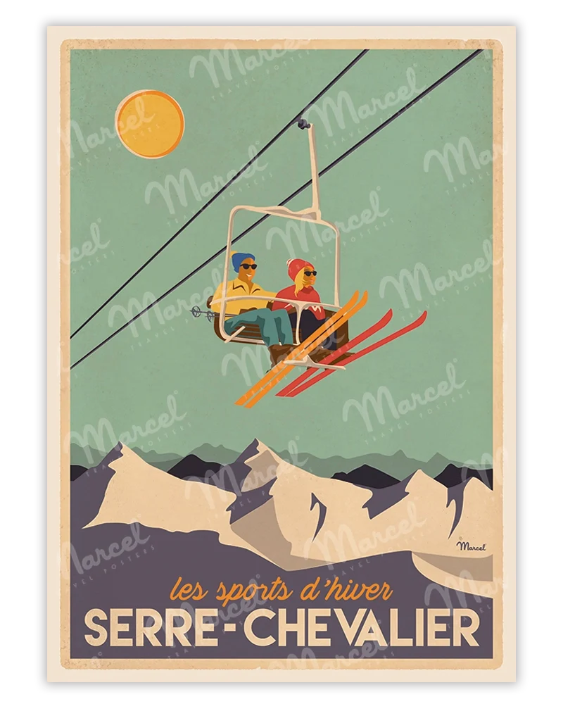 Affiche SERRE CHEVALIER "Télésiège"
