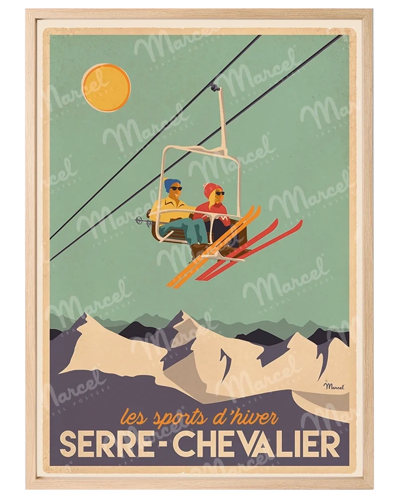 Affiche SERRE CHEVALIER "Télésiège"