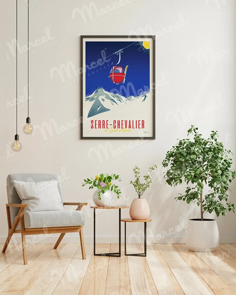 Affiche SERRE CHEVALIER "Télécabine rouge"