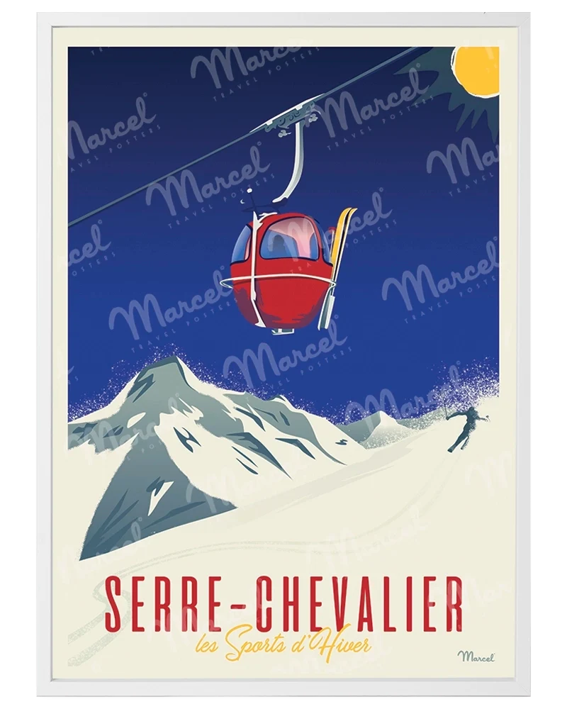Affiche SERRE CHEVALIER "Télécabine rouge"