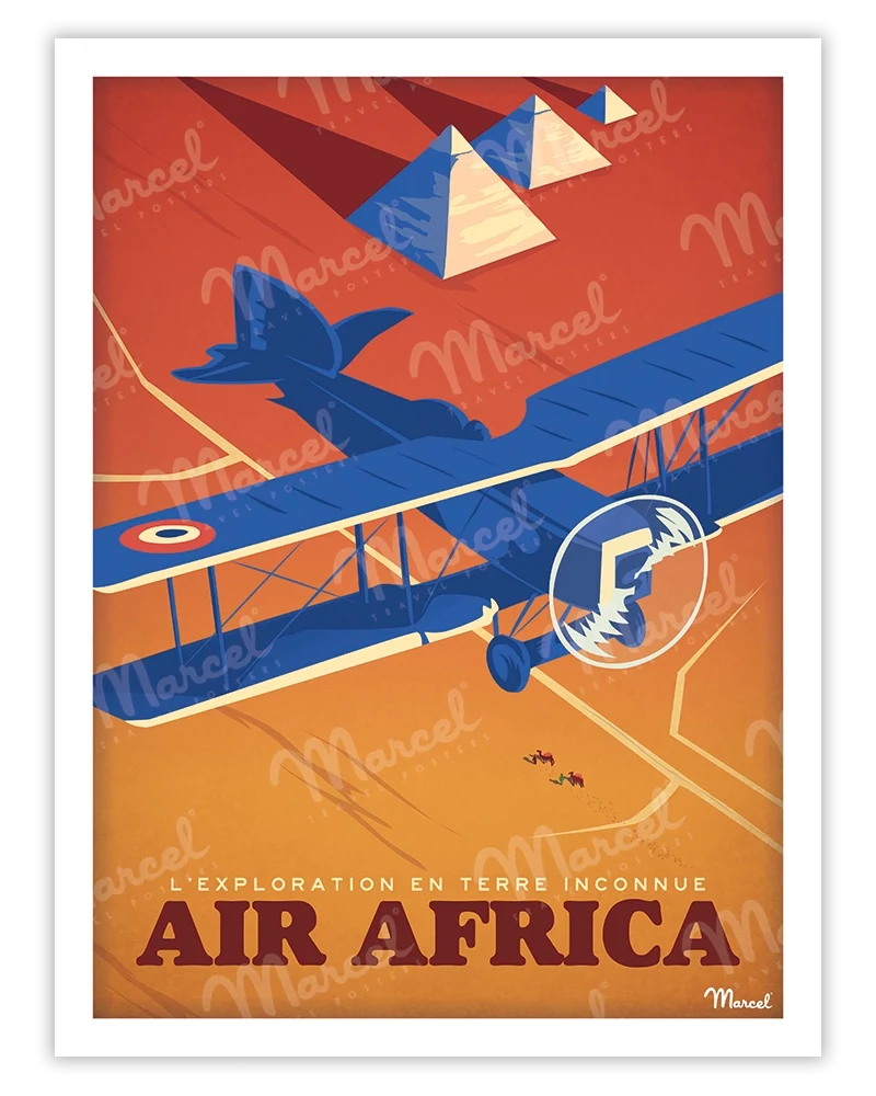 Affiche AIR AFRICA "Exploration en Terre Inconnue"