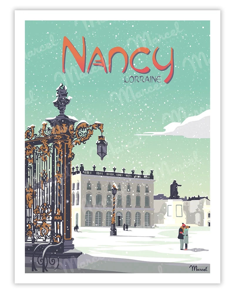 Affiche NANCY "Place Stanislas" en hiver