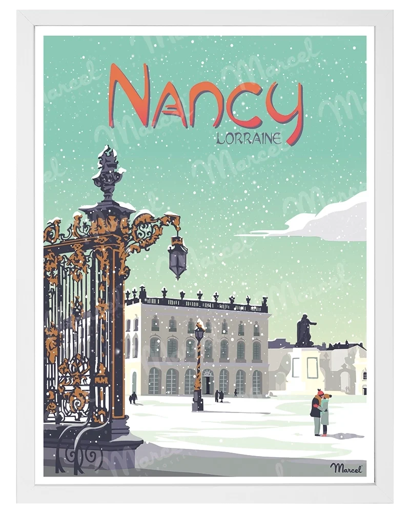 Affiche NANCY "Place Stanislas" en hiver