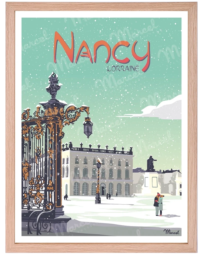 Affiche NANCY "Place Stanislas" en hiver