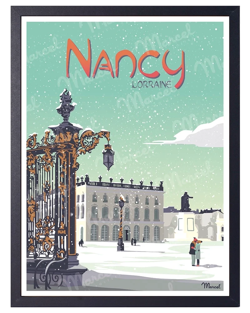 Affiche NANCY "Place Stanislas" en hiver