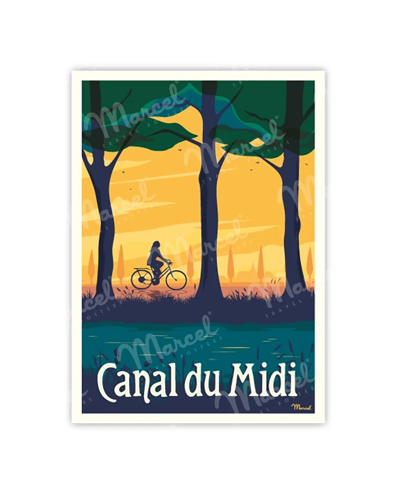 Carte Postale CANAL DU MIDI "Le Vélo"