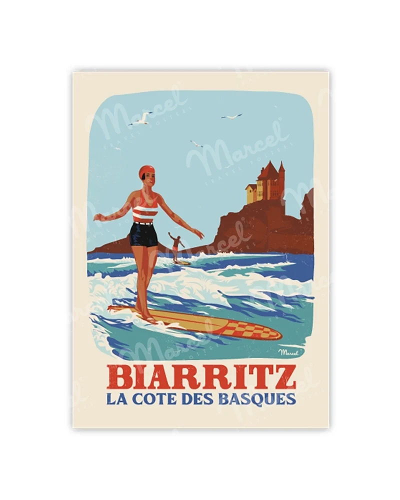 Carte Postale BIARRITZ "Retro Surf"