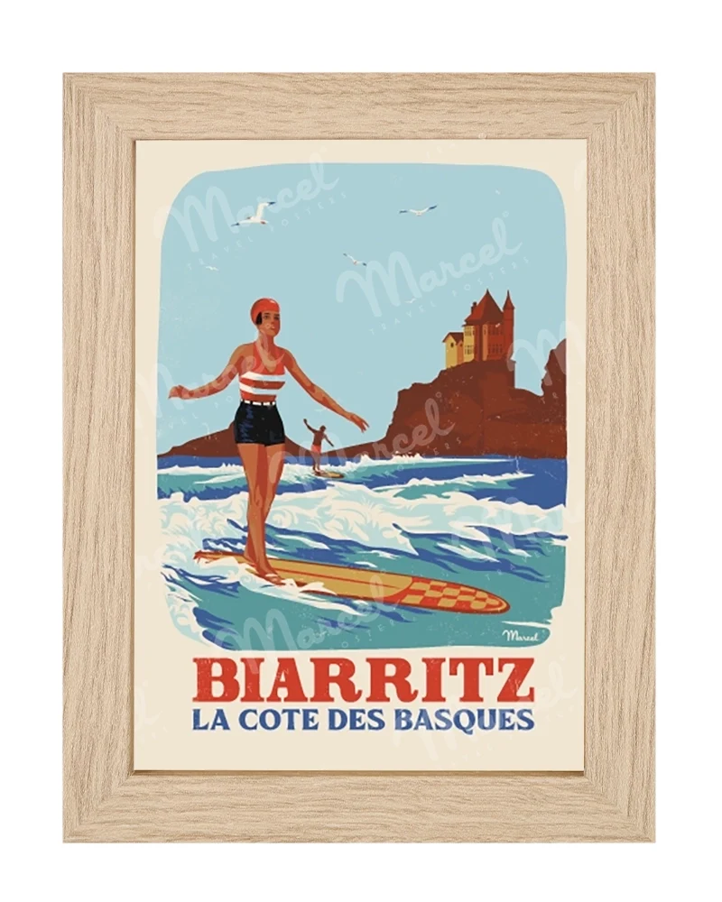 Carte Postale BIARRITZ "Retro Surf"