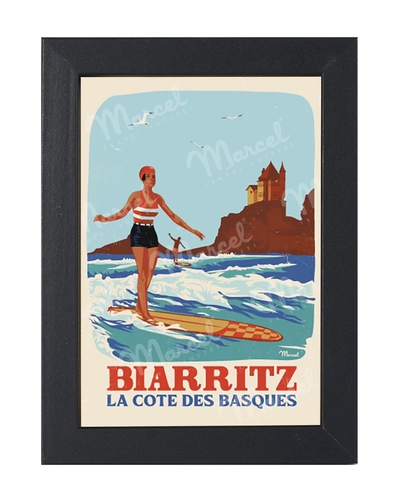 Carte Postale BIARRITZ "Retro Surf"