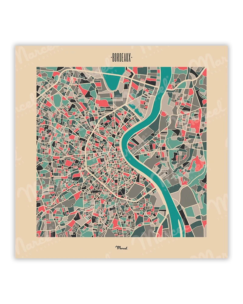 Affiche BORDEAUX "Plan Mozaïc"