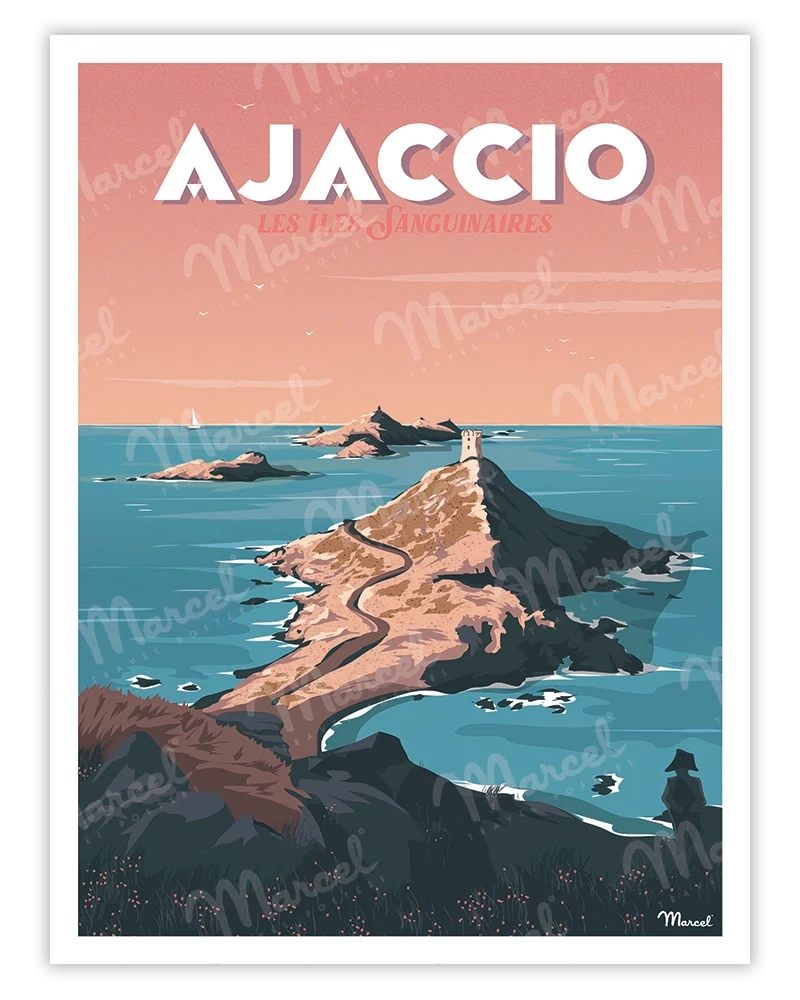 Affiche AJACCIO "Les Îles Sanguinaires"